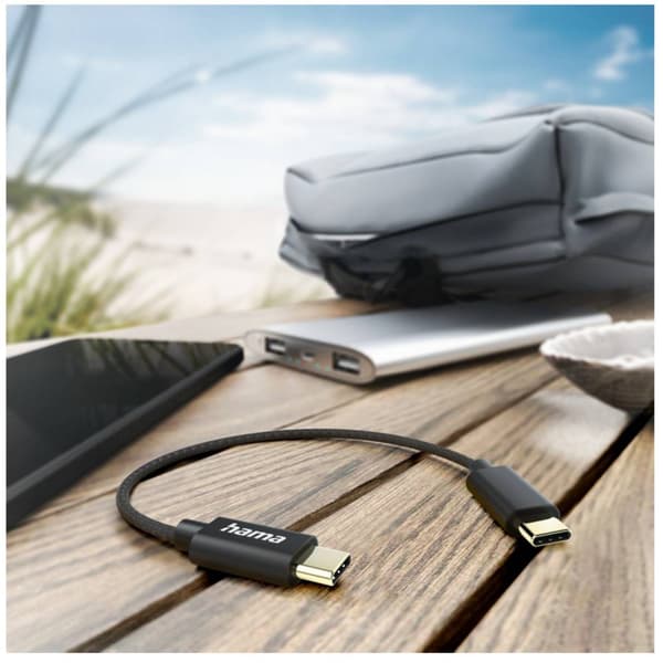 Hama USB-laddningskabel USB 2.0 USB-C®-kontakt, USB-C®-kontakt 0.20 m Svart 00201604