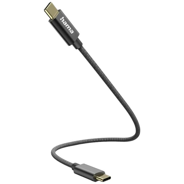 Hama USB-laddningskabel USB 2.0 USB-C®-kontakt, USB-C®-kontakt 0.20 m Svart 00201604