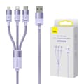 Miniatyrbild 1 av 5: 3in1 USB cable Baseus StarSpeed Series, USB-C + Micro + Lightning 3,5A, 1.2m (Purple)