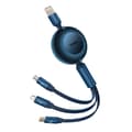 Miniatyrbild 1 av 5: Baseus Bright Mirror 3, USB 3-in-1 cable for micro USB / USB-C / Lightning 66W / 2A 1.1m (Blue)