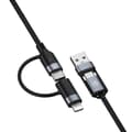 Miniatyrbild 3 av 8: Tellur 4in1 Cable USB/Type-C to Type-C (PD65W)/Lightning (PD20W) 1m Black