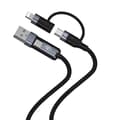 Miniatyrbild 2 av 8: Tellur 4in1 Cable USB/Type-C to Type-C (PD65W)/Lightning (PD20W) 1m Black