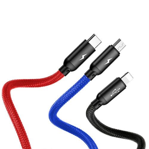 Colorfone CAMLT-BSY01 USB cable 1.2 m USB A 3 x USB C Black, Red, Blue