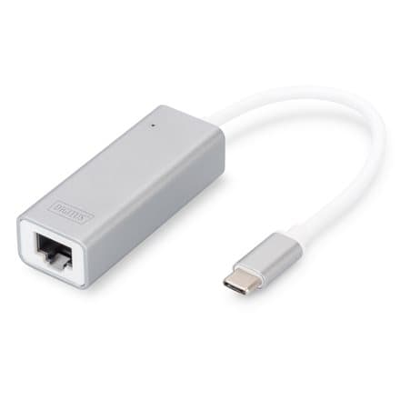 Digitus | USB Type C 3.0 Gigabit Ethernet Adapter 10/100/1000 Mbps | DN-3024 | USB Type-C to RJ45 Aluminium