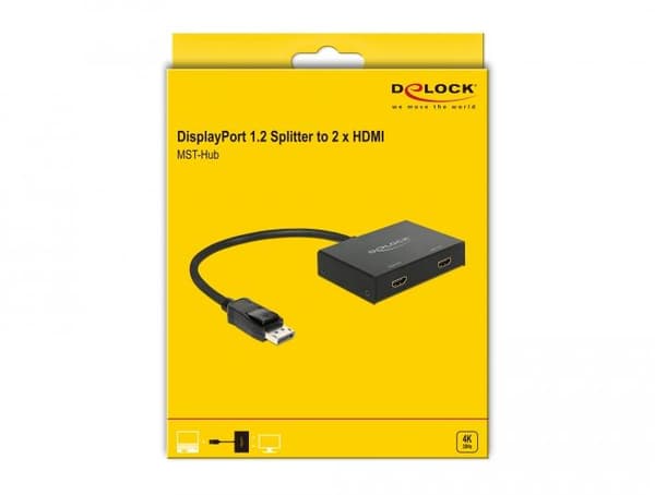 Delock DisplayPort 1.2 Splitter 1 x DisplayPort in > 2 x HDMI out
