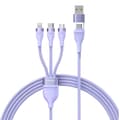 Miniatyrbild 2 av 5: 3in1 USB cable Baseus Flash Series 2, USB-C + micro USB + Lightning, 100W, 1.5m (purple)