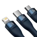 Miniatyrbilde 1 av 8: 3in1 USB cable Baseus USB 3in1 Baseus Flash Series,  USB-C + Micro + Lightning 66W, 1.2m (blue)