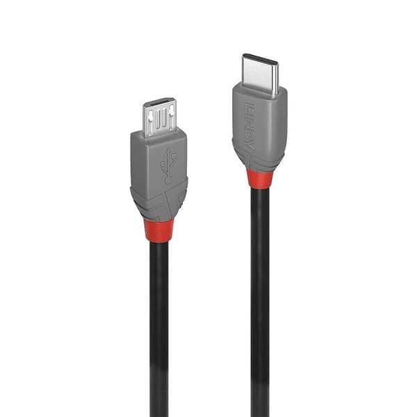 LINDY USB-kabel USB 2.0 USB-C®-kontakt, USB-Micro-B-kontakt 3.00 m Svart 36893