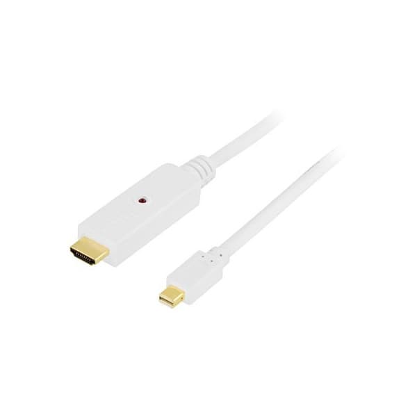 DELTACO Mini DisplayPort - HDMI-kabel, han - han, længde 2,0 meter, hvid