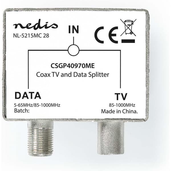 Nedis TV / Data-splitter, til brug med fjernsyn og kabelmodem