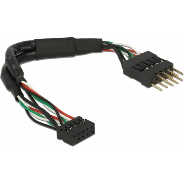 DeLock USB 2.0 10-pin 2.00 mm hun - 2 x 10-pin 2.54 mm han -adapterkabel, 12cm