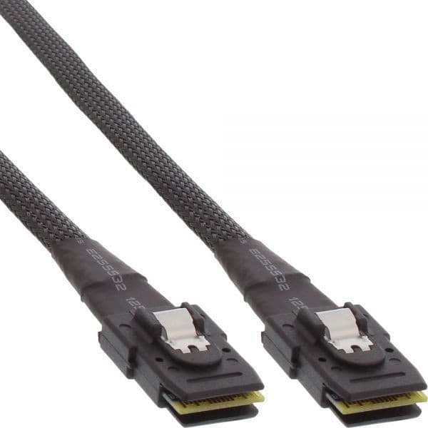InLine Mini SAS - Mini SAS-kabel, 1 m, sort