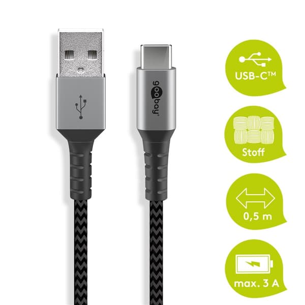 Goobay TEXTIL USB-C - USB-A 2.0 kabel 0,5 m