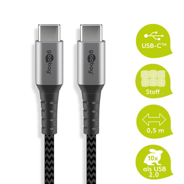 USB-C 2.0 480 Mb/s Goobay TEXTIL kabel 0,5 m