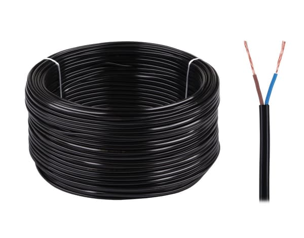 OMYp 2x0,5 el-kabel 300/300V sort