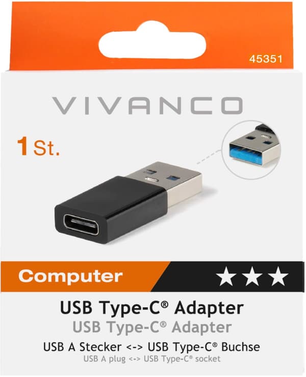 Vivanco adapter USB-A 3.1 - USB-C (45351)