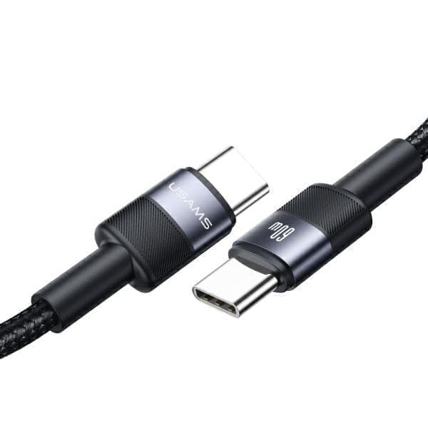 USAMS USB-C–USB-C-kaapeli 60 W pikalatausteräksestä/tummumisesta SJ724USBSG01 (US-SJ724)