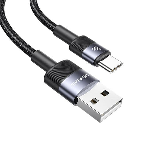 USAMS SET USB-USB-C-kaapeli 3A 1,2m Pikalataus teräs/tummu 30 kpl SJ718ZJ01 (US-SJ718)