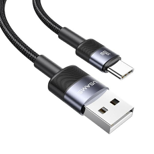 USAMS USB–USB-C-kaapeli 3A 1,2 m pikalataus teräksestä/tummumisesta SJ718USBSG01 (US-SJ718)