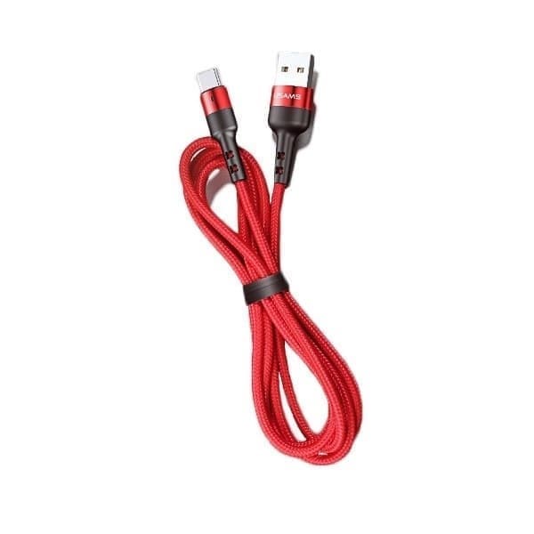 USAMS Punottu kaapeli U26 USB-C 1m 1 kpl. sarjalle 3A Pikalataus punainen/punainen SJ313TC02 (US-SJ313)