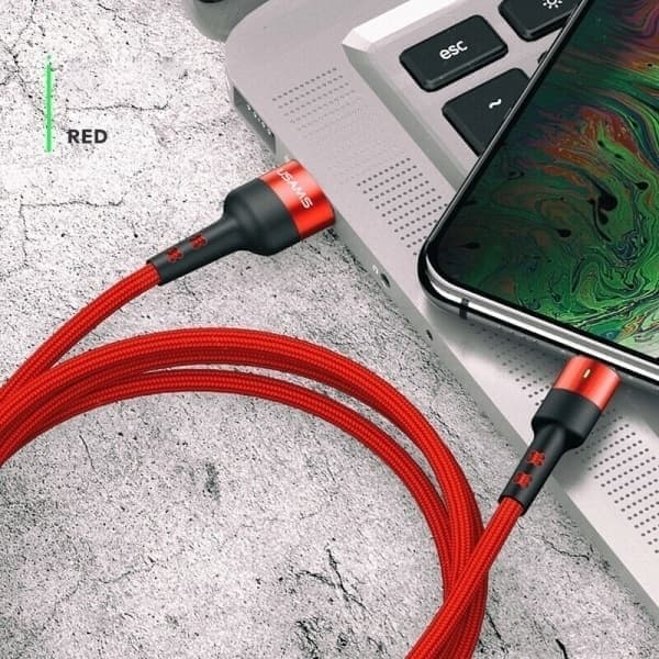 USAMS Punottu kaapeli U26 microUSB 1m 1 kpl. sarjalle 2A Pikalataus punainen/punainen SJ312MC02 (US-SJ312)