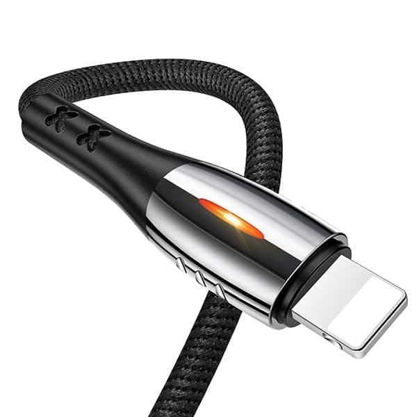 USAMS U-Tone Lightning-punottu kaapeli 1,2 m Poweroff 2A Pikalataus musta/musta SJ344USB01 (US-SJ344)