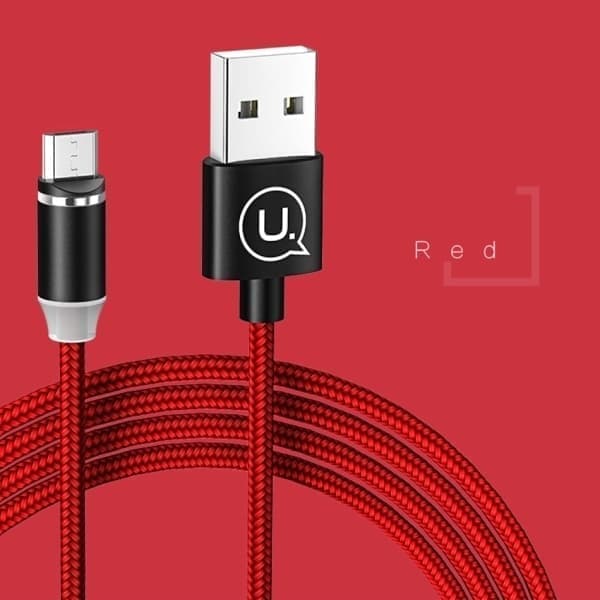 USAMS U-Sure microUSB magneettikaapeli 1m 2.1A punottu punainen/punainen SJ294USB02 (US-SJ294)