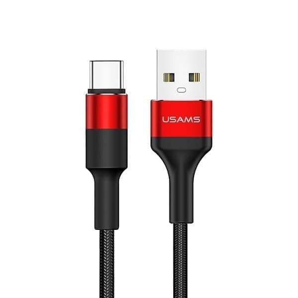 USAMS Punottu kaapeli U5 2A USB-C punainen 1,2 m SJ221TC02 (US-SJ221)