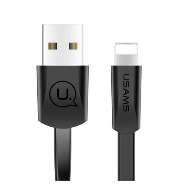 USAMS U2 Lightning litteä kaapeli 1,2 m musta/musta SJ199IP01 iPhone 5/6/7/8/X (US-SJ199)