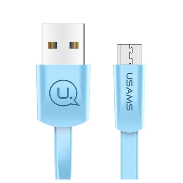 USAMS U2 microUSB litteä kaapeli 1,2 m sininen/sininen SJ201MIC04 (US-SJ201)