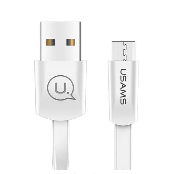 USAMS U2 microUSB litteä kaapeli 1,2 m valkoinen/valkoinen SJ201MIC02 (US-SJ201)