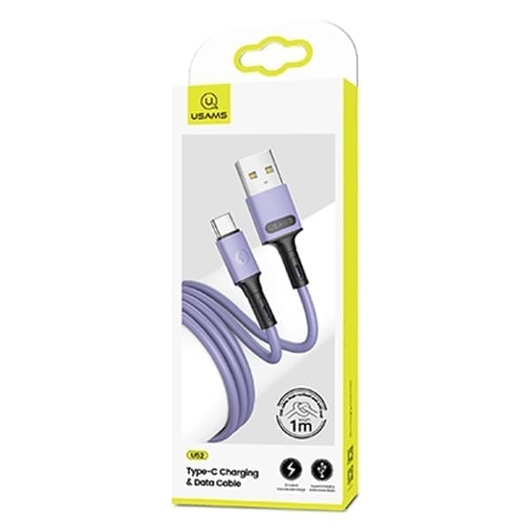 USAMS-kaapeli U52 USB-C 2A pikalataus 1m violetti/violetti SJ436USB04 (US-SJ436)