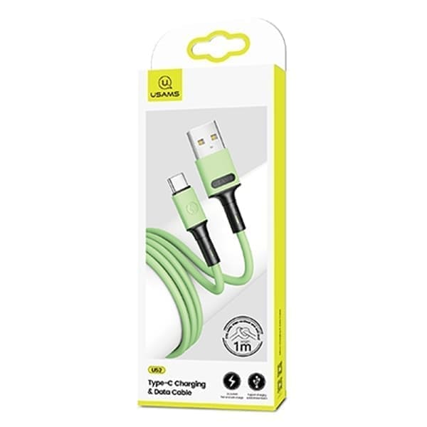 USAMS-kaapeli U52 USB-C 2A pikalataus 1 m vihreä/vihreä SJ436USB02 (US-SJ436)