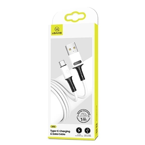 USAMS-kaapeli U52 USB-C 2A pikalataus 1m valkoinen/valkoinen SJ436USB01 (US-SJ436)
