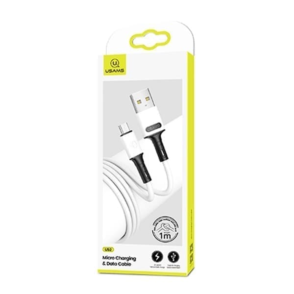 USAMS-kaapeli U52 microUSB 2A pikalataus 1m valkoinen/valkoinen SJ435USB01 (US-SJ435)