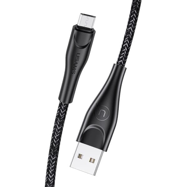 USAMS Punottu kaapeli U41 microUSB 3m 2A musta/musta SJ399USB01 (US-SJ399) Pikalataus
