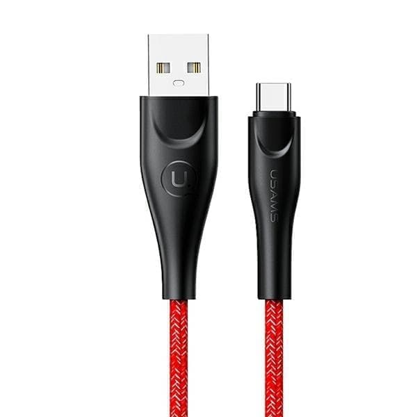 USAMS Punottu kaapeli U41 USB-C 3m 2A punainen/punainen SJ398USB02 (US-SJ398) Pikalataus