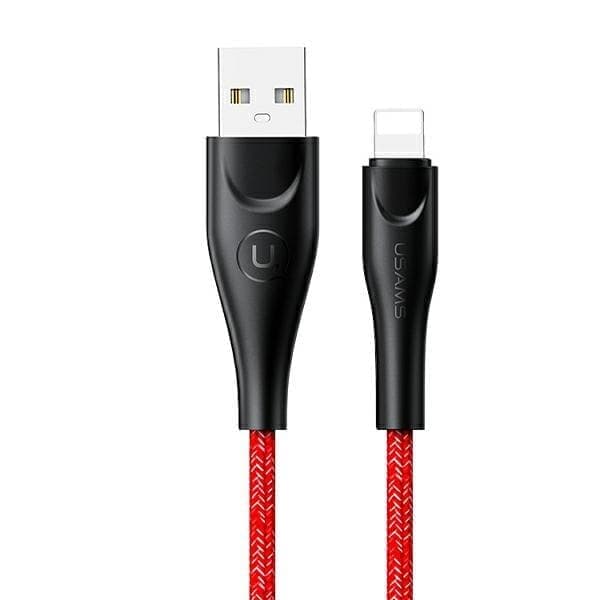 USAMS Punottu kaapeli U41 Lightning 3m 2A punainen/punainen SJ397USB02 (US-SJ397) Pikalataus