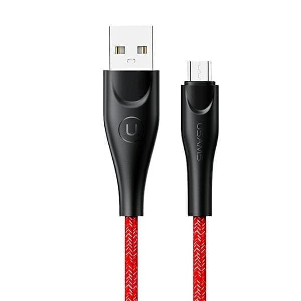 USAMS Punottu kaapeli U41 microUSB 1m 2A punainen/punainen SJ393USB02 (US-SJ393) Pikalataus