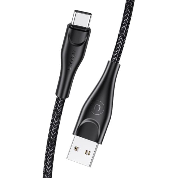 USAMS Punottu kaapeli U41 USB-C 1m 2A musta/musta SJ392USB01 (US-SJ392) Pikalataus