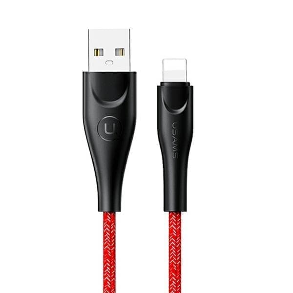 USAMS Punottu kaapeli U41 Lightning 1m 2A punainen/punainen SJ391USB02 (US-SJ391) Pikalataus