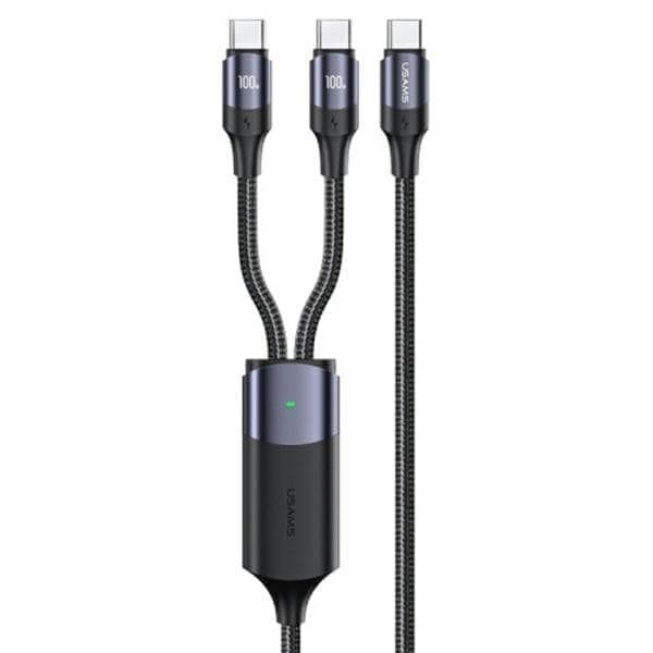 USAMS-kaapeli U71 2xUSB-C–USB-C 1,2 m 100 W PD pikalataus musta/musta SJ551USB01 (US-SJ551)