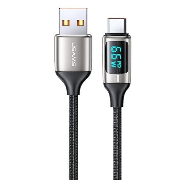 USAMS Punottu kaapeli U78 USB-C 1,2 m LED 6A Pikalataus valkoinen/valkoinen SJ544USB02 (US-SJ544)