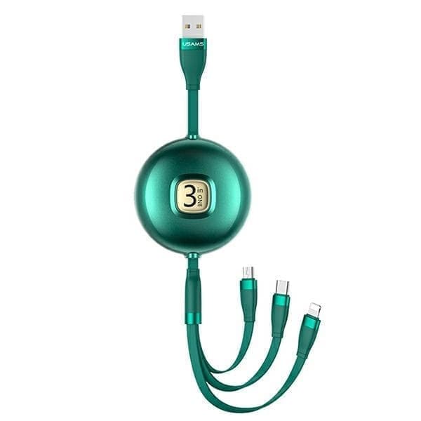 USAMS Cable U69 3in1 1m vihreä/vihreä (lightning/microUSB/USB-C) SJ508USB03 (US-SJ508)