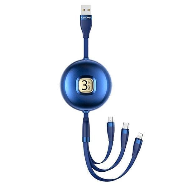 USAMS Cable U69 3in1 1m sininen/sininen (lightning/microUSB/USB-C) SJ508USB02 (US-SJ508)