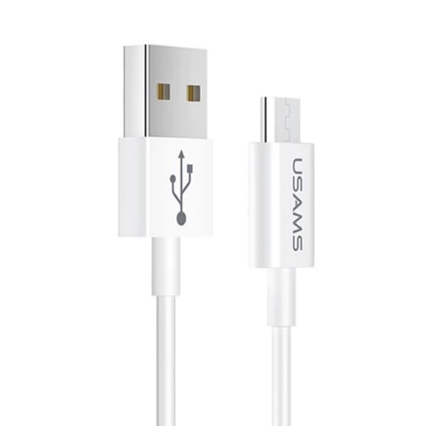 USAMS-kaapeli U23 microUSB 2A pikalataus 1m valkoinen/valkoinen SJ284USB01 (US-SJ284)