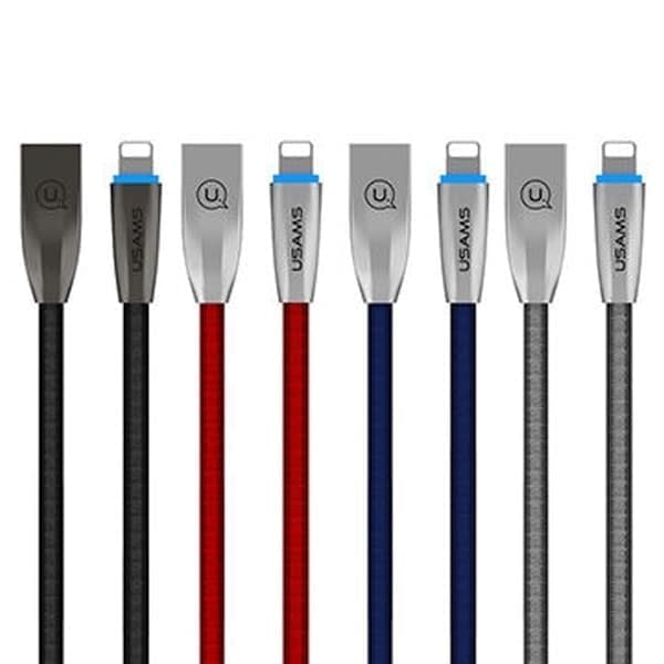 USAMS U-Light Lightning punottu kaapeli harmaa/harmaa 1,2 m IPZSUSB02 (US-SJ182)