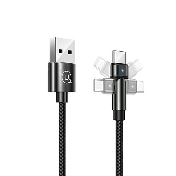USAMS Punottu kääntyvä kaapeli U60 2A USB-C musta/musta 1m SJ477USB01 (US-SJ477)
