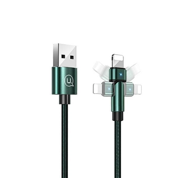 USAMS Punottu kääntyvä kaapeli U60 2A Salamanvihreä/vihreä 1m SJ476USB02 (US-SJ476)