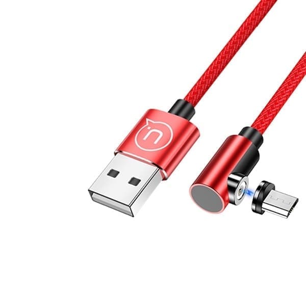 USAMS MicroUSB-kaapeli 1m kulmassa magneettinen U54 punainen/punainen SJ446USB02 (US-SJ446)